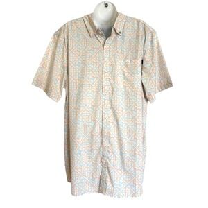 NEW William Murray Golf Button Down Shirt Men's L White AOP Mint Peach Yellow